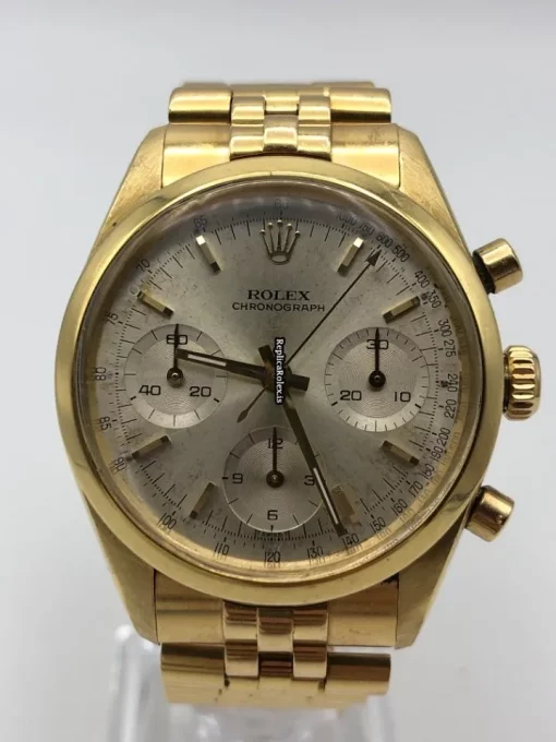 Durable Replica Rolex Chronograph 6238 Manual Winding Movement 37mm Yellow Gold Case Mens/unisex Watch - Image 4