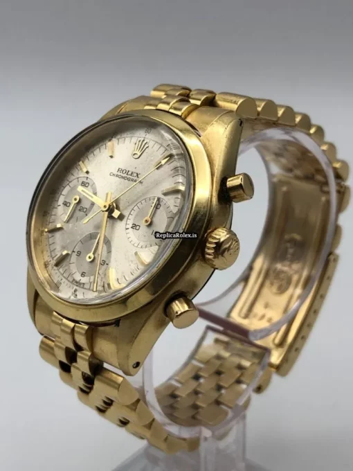 Durable Replica Rolex Chronograph 6238 Manual Winding Movement 37mm Yellow Gold Case Mens/unisex Watch - Image 5