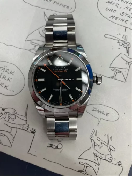 Well Made Copy Rolex Milgauss 116400 Caliber 3131 Automatic Movement 40mm Steel Case Mens/unisex Watch - Image 8