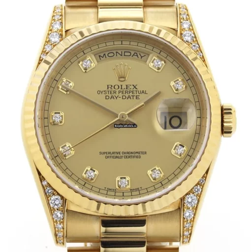 Lovely Fake Rolex Day-date 18338 Automatic Movement 36mm Yellow Gold Case Watch - Image 2