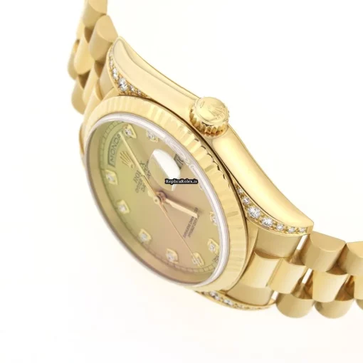 Lovely Fake Rolex Day-date 18338 Automatic Movement 36mm Yellow Gold Case Watch - Image 3