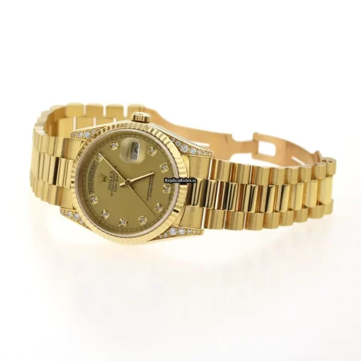 Lovely Fake Rolex Day-date 18338 Automatic Movement 36mm Yellow Gold Case Watch - Image 7