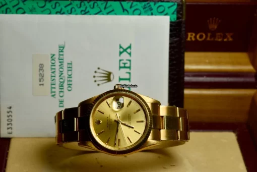 Marvellous Replica Rolex Oyster Perpetual Date 15238 Caliber 3135 Automatic Movement 34mm Yellow Gold Case Mens/unisex Watch