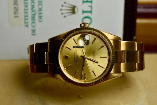Marvellous Replica Rolex Oyster Perpetual Date 15238 Caliber 3135 Automatic Movement 34mm Yellow Gold Case Mens/unisex Watch - Image 2