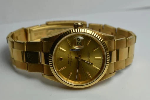 Marvellous Replica Rolex Oyster Perpetual Date 15238 Caliber 3135 Automatic Movement 34mm Yellow Gold Case Mens/unisex Watch - Image 5