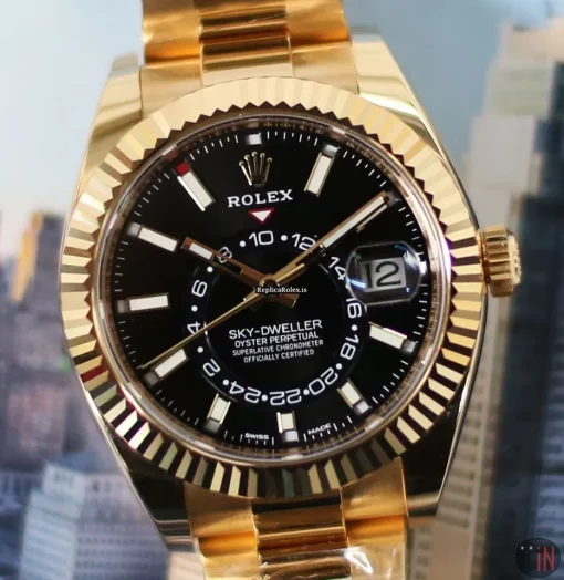 Appealing Replica Rolex Sky-dweller 326938 Caliber 9001 Automatic Movement 42mm Yellow Gold Case Mens/unisex Watch - Image 2