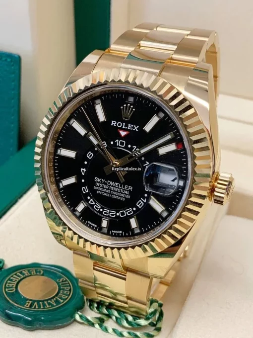 Appealing Replica Rolex Sky-dweller 326938 Caliber 9001 Automatic Movement 42mm Yellow Gold Case Mens/unisex Watch - Image 4