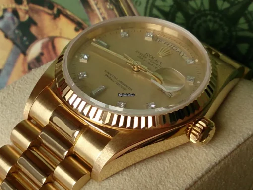 Defect Fake Rolex Day-date 36 18038 Automatic Movement Yellow Gold Case Mens/unisex Watch - Image 12