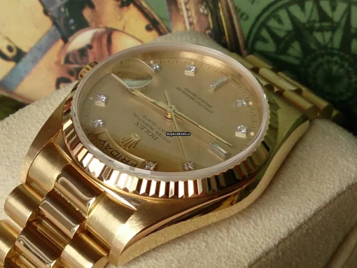 Defect Fake Rolex Day-date 36 18038 Automatic Movement Yellow Gold Case Mens/unisex Watch - Image 13