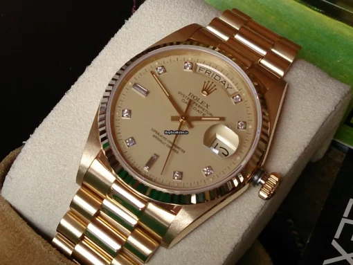 Defect Fake Rolex Day-date 36 18038 Automatic Movement Yellow Gold Case Mens/unisex Watch - Image 4