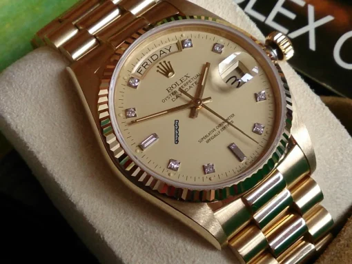Defect Fake Rolex Day-date 36 18038 Automatic Movement Yellow Gold Case Mens/unisex Watch - Image 5