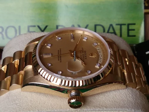 Defect Fake Rolex Day-date 36 18038 Automatic Movement Yellow Gold Case Mens/unisex Watch - Image 7