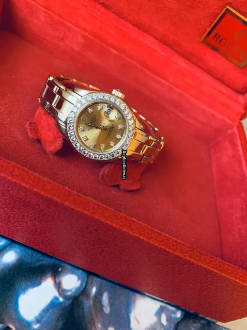 Terrific Replica Rolex Lady-datejust Pearlmaster 69298 Caliber 2135 Automatic Movement 29mm Yellow Gold Case Womens Watch - Image 7