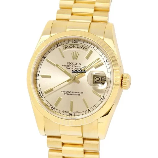 Nice Fakes Rolex Day-date 36 118238 Caliber 3155 Automatic Movement 36mm Yellow Gold Case Mens/unisex Watch