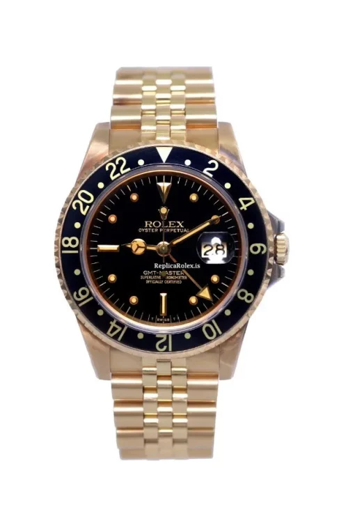 Great Clone Rolex Gmt-master 16758 Automatic Movement 40mm Yellow Gold Case Mens/unisex Watch