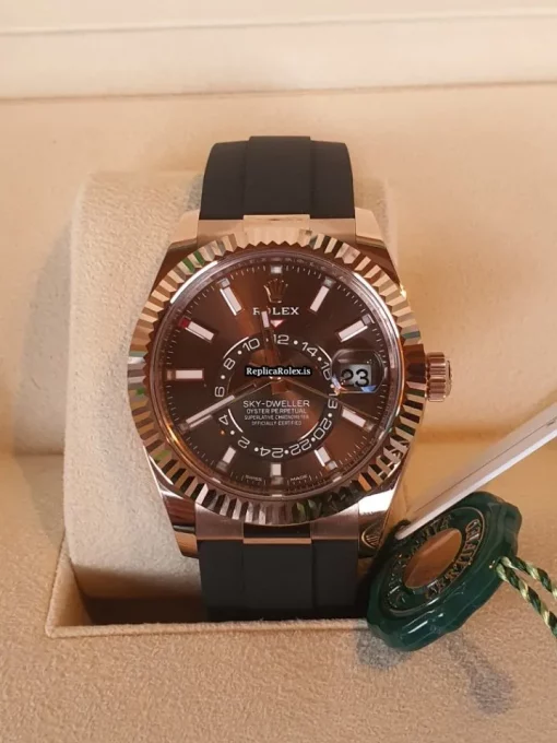 Exquisite Replica Rolex Sky-dweller 326235 Caliber 9001 Automatic Movement 42mm Rose Gold Case Mens/unisex Watch