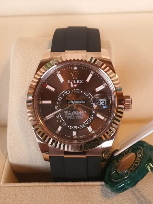 Exquisite Replica Rolex Sky-dweller 326235 Caliber 9001 Automatic Movement 42mm Rose Gold Case Mens/unisex Watch - Image 2