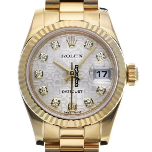 Top Replica Rolex Lady-datejust 179178g Automatic Movement 26mm Yellow Gold Case Womens Watch - Image 5