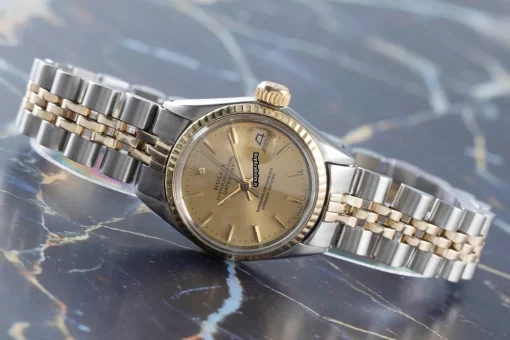 Fantastic Knockoff Rolex Oyster Perpetual Lady Date 6517 Caliber 1161 Automatic Movement 26mm Gold/steel Case Womens Watch - Image 2