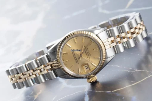 Fantastic Knockoff Rolex Oyster Perpetual Lady Date 6517 Caliber 1161 Automatic Movement 26mm Gold/steel Case Womens Watch - Image 3