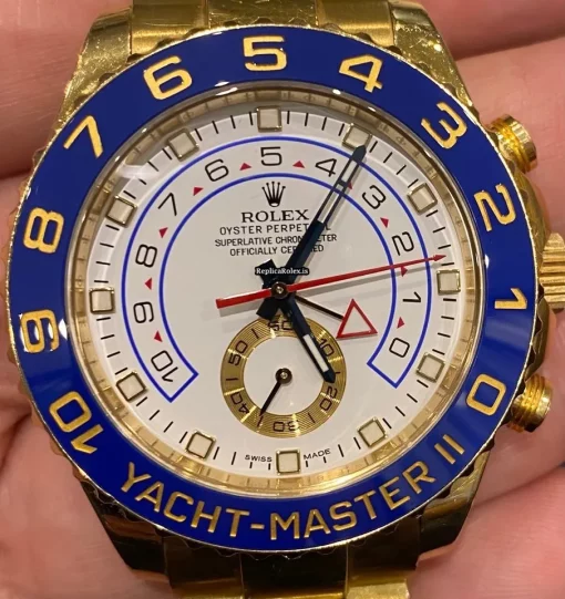 Quality Imitation Rolex Yacht-master II 116688 Caliber 4161 Manual Winding Movement 44mm Yellow Gold Case Mens/unisex Watch - Image 6
