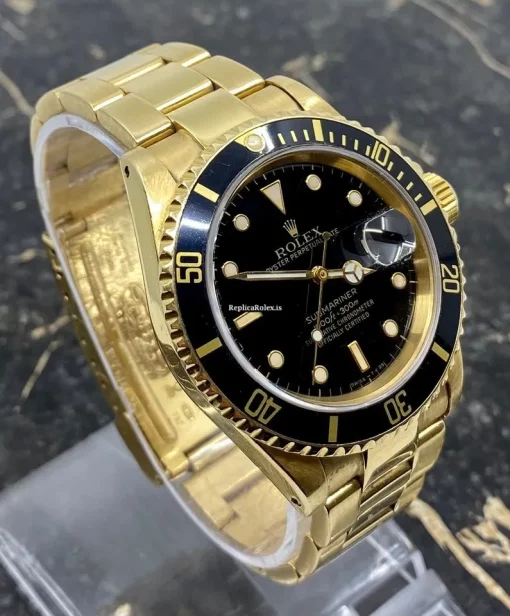Perfect Copy Rolex Submariner Date 16618 Caliber 3135 Automatic Movement 40mm Yellow Gold Case Mens/unisex Watch - Image 8