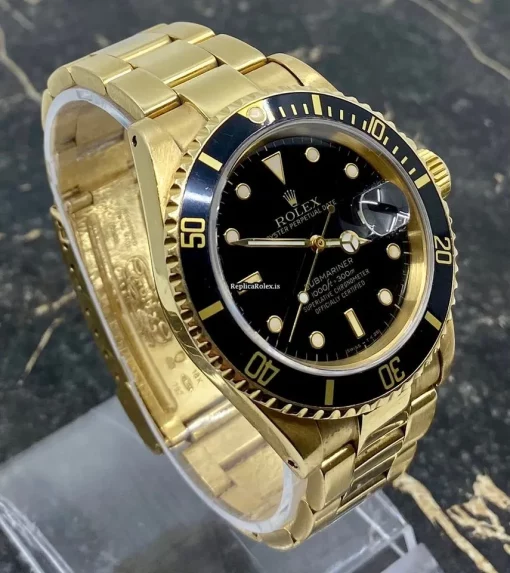 Perfect Copy Rolex Submariner Date 16618 Caliber 3135 Automatic Movement 40mm Yellow Gold Case Mens/unisex Watch - Image 9