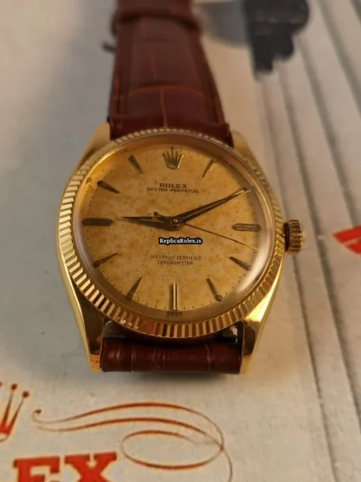 Lovely Replica Rolex Oyster Perpetual 6567 Caliber 1030 Automatic Movement 34mm Yellow Gold Case Mens/unisex Watch