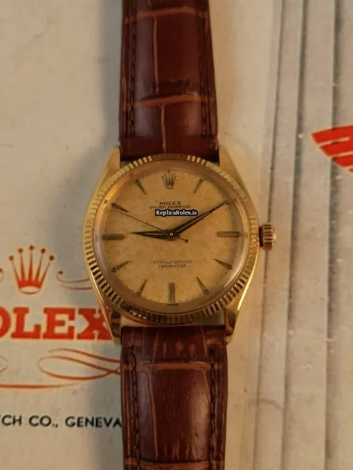 Lovely Replica Rolex Oyster Perpetual 6567 Caliber 1030 Automatic Movement 34mm Yellow Gold Case Mens/unisex Watch - Image 4