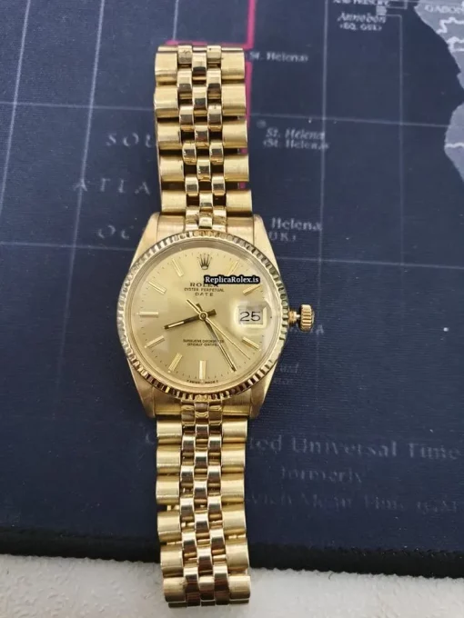 Lovely Replicas Rolex Oyster Perpetual Date 15037 Caliber 3035 Automatic Movement 34mm Yellow Gold Case Mens/unisex Watch - Image 10