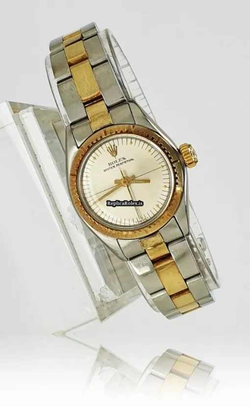 Remarkable Replica Rolex Oyster Perpetual 6724 Automatic Movement 26mm Yellow Gold Case Womens Watch - Image 3
