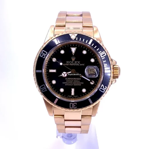Quality Replica Rolex Submariner Date 16808 Caliber 3035 Automatic Movement 40mm Yellow Gold Case Mens/unisex Watch
