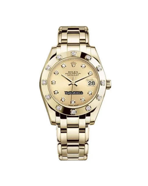 Neat Fake Rolex Lady-datejust Pearlmaster 80318 Caliber 2235 Automatic Movement 29mm Yellow Gold Case Womens Watch
