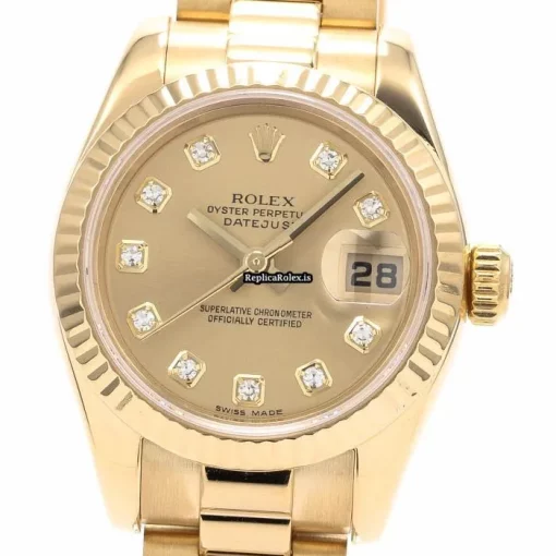 Top Clone Rolex Lady-datejust 179178g Automatic Movement 26mm Yellow Gold Case Womens Watch