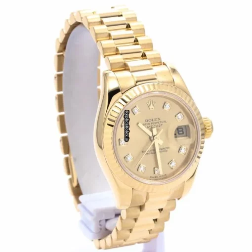 Top Clone Rolex Lady-datejust 179178g Automatic Movement 26mm Yellow Gold Case Womens Watch - Image 8