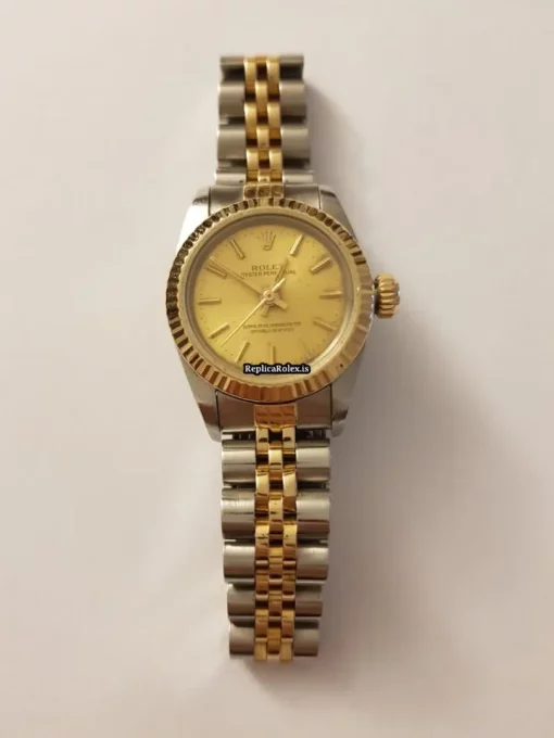 Pleasing Replica Rolex Oyster Perpetual 67193 Caliber 2130 Automatic Movement 25mm Gold/steel Case Womens Watch - Image 4
