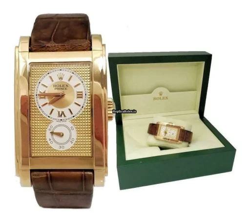 Lovely Fake Rolex Cellini Prince Aug-40 Manual Winding Movement 27mm Yellow Gold Case Watch