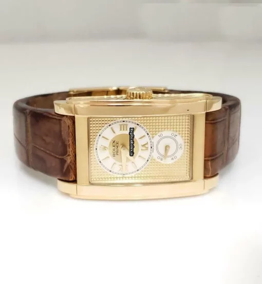 Lovely Fake Rolex Cellini Prince Aug-40 Manual Winding Movement 27mm Yellow Gold Case Watch - Image 2