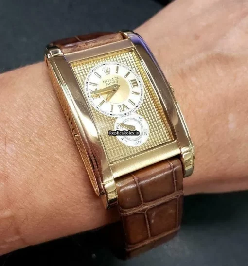 Lovely Fake Rolex Cellini Prince Aug-40 Manual Winding Movement 27mm Yellow Gold Case Watch - Image 6