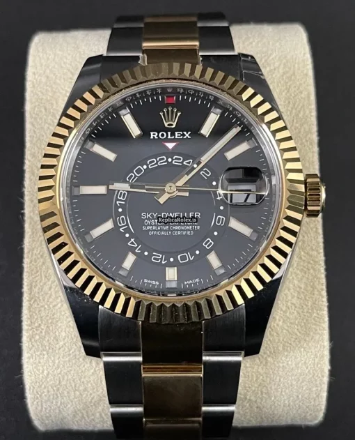 Suitable Knockoff Rolex Sky-dweller 326933 Caliber 9001 Automatic Movement 42mm Gold/steel Case Mens/unisex Watch