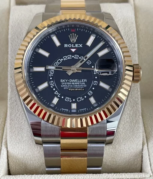 Suitable Knockoff Rolex Sky-dweller 326933 Caliber 9001 Automatic Movement 42mm Gold/steel Case Mens/unisex Watch - Image 2