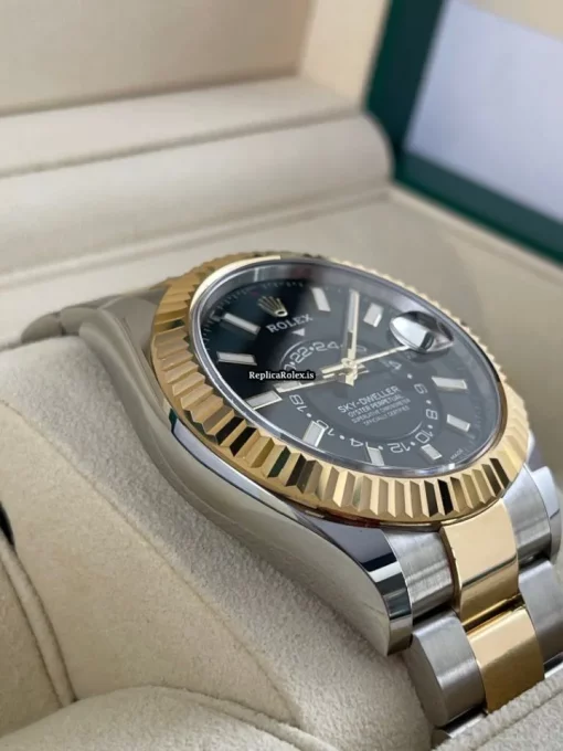 Suitable Knockoff Rolex Sky-dweller 326933 Caliber 9001 Automatic Movement 42mm Gold/steel Case Mens/unisex Watch - Image 4