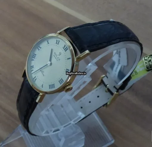 Inexpensive Replica Rolex Cellini 4109 Caliber 1600 Manual Winding Movement 26mm Yellow Gold Case Womens Watch - Image 4