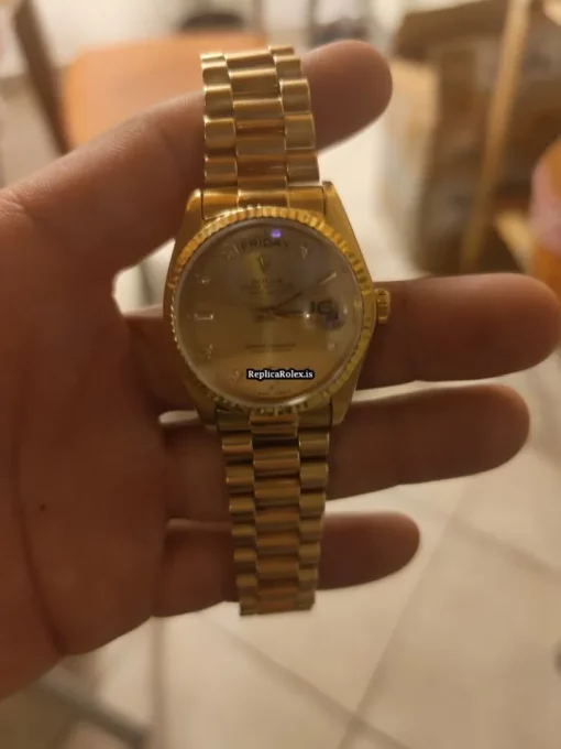 Cool Replica Rolex Day-date 36 18038 Caliber 3055 Automatic Movement 36mm Yellow Gold Case Mens/unisex Watch - Image 6
