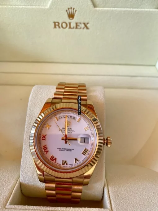 Trustworthy Replica Rolex Day-date II 218238 Caliber 3255 Automatic Movement 40mm Yellow Gold Case Mens/unisex Watch - Image 7