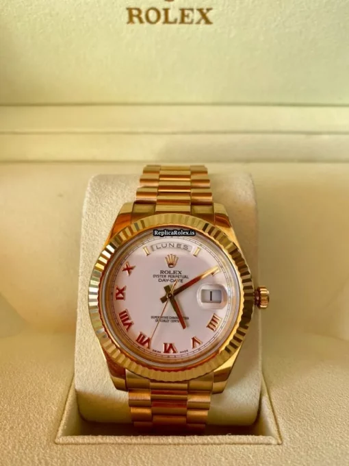 Trustworthy Replica Rolex Day-date II 218238 Caliber 3255 Automatic Movement 40mm Yellow Gold Case Mens/unisex Watch - Image 8