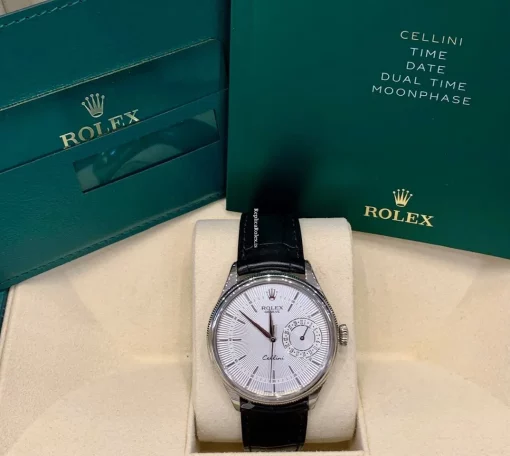 Stylish Copies Rolex Cellini Date 50519 Caliber 3165 Automatic Movement 39x45mm White Gold Case Mens/unisex Watch - Image 5