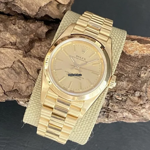 Excellent Clone Rolex Oyster Perpetual 76198 Automatic Movement 26mm Yellow Gold Case Watch - Image 2