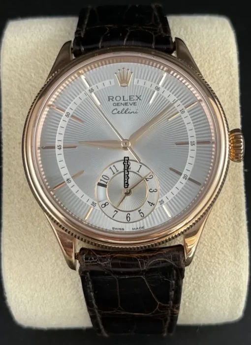 Fine Replica Rolex Cellini Dual Time 50525 Caliber 3180 Automatic Movement 39mm Rose Gold Case Mens/unisex Watch