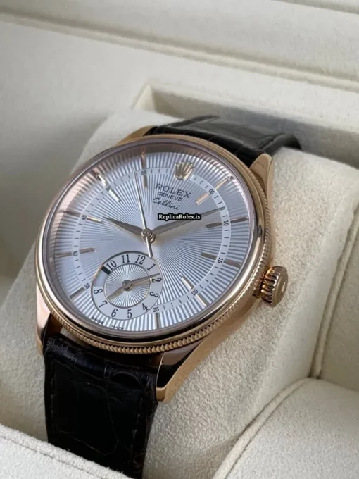 Fine Replica Rolex Cellini Dual Time 50525 Caliber 3180 Automatic Movement 39mm Rose Gold Case Mens/unisex Watch - Image 2
